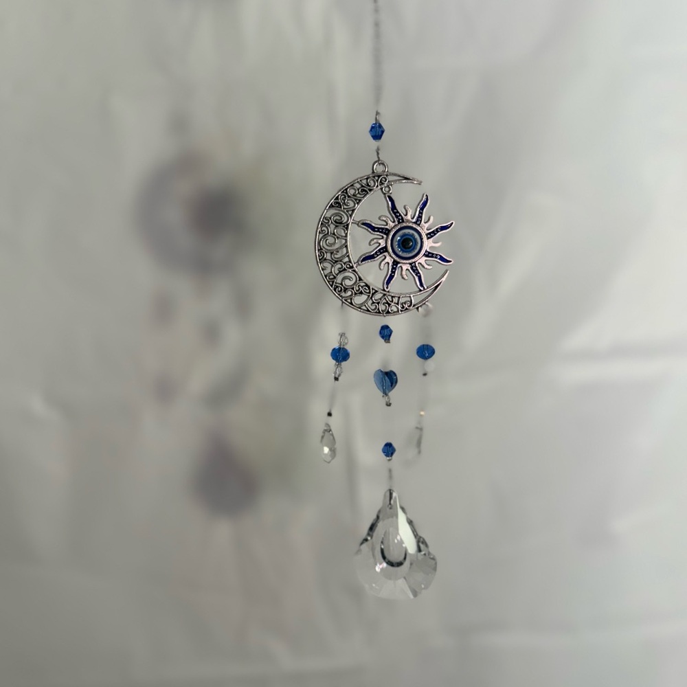 Silver and Blue Sun and Moon Suncatcher
